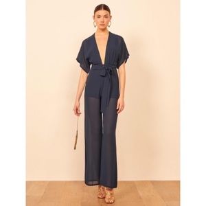 Reformation Lemongrass Jumpsuit - Navy
